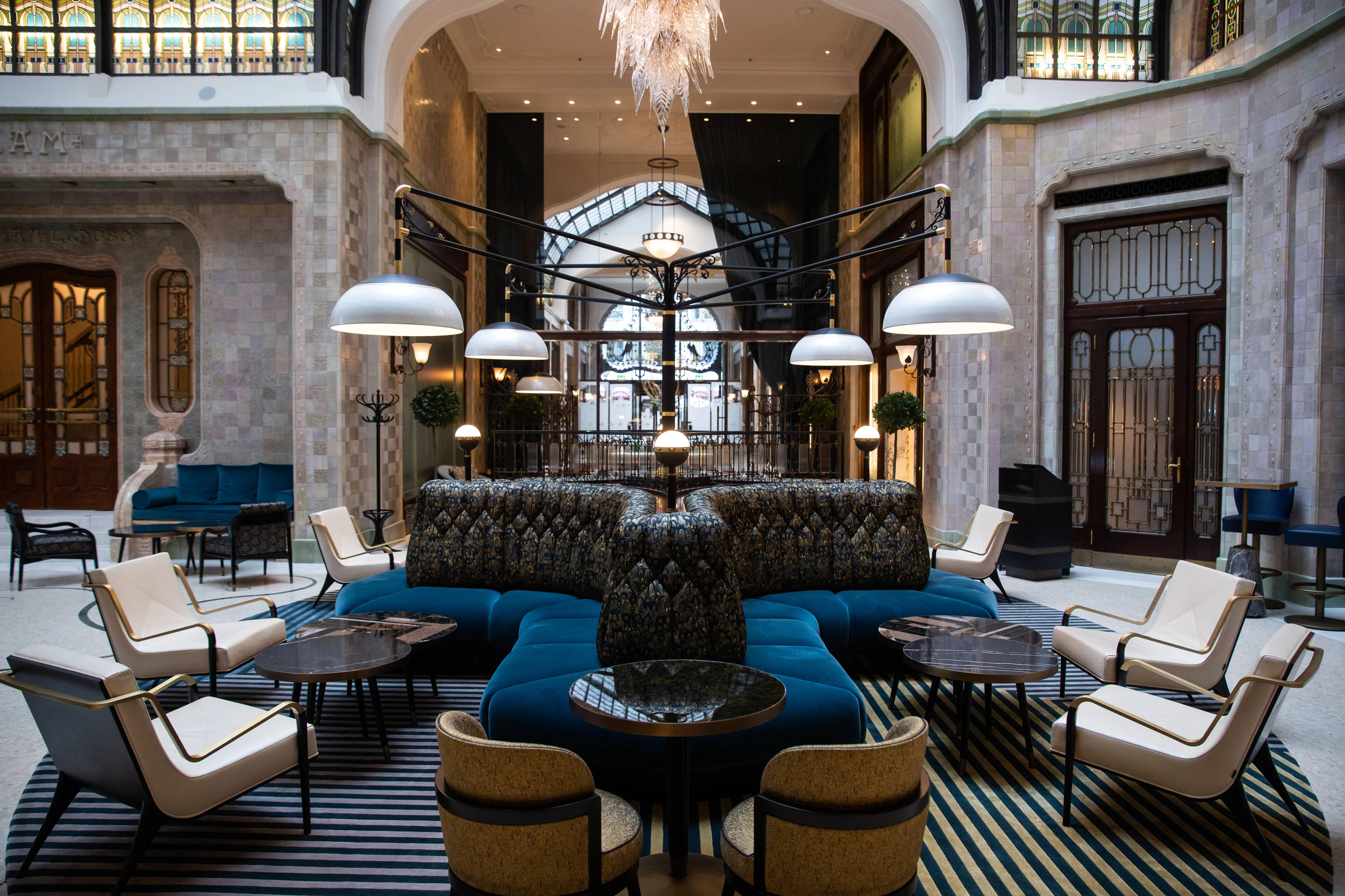 The Four Seasons Gresham Palace- Art Nouveau wrought-iron peacock gates and mosaic entrance hall